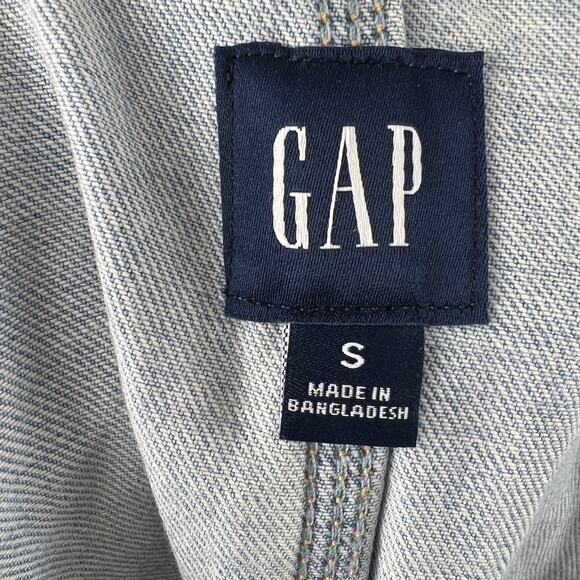 GAP Blue Wash 100% Cotton Raw Hem Distressed Denim Jean Bib Shortalls Size S - Picture 6 of 6